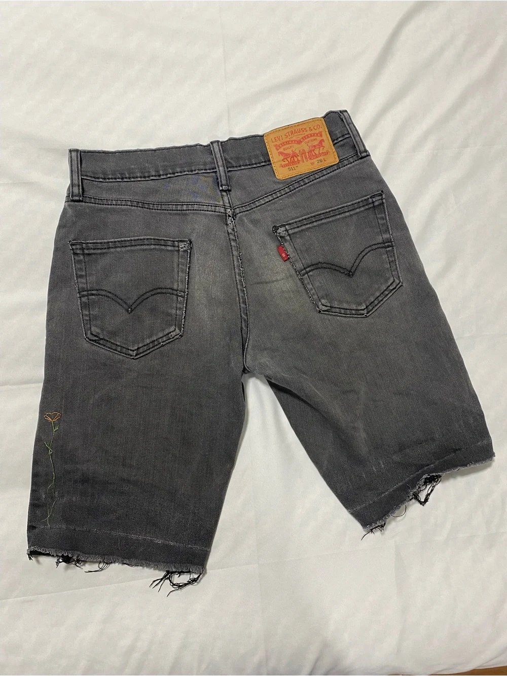 Levi's Gray Cutoff Denim Shorts with Leather Patch